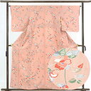 【中古】小紋 リサイクル着物 身丈159cm 裄64cm 前幅23cm 後幅28.5cm 袖丈50cm 正絹(シルク) レディース 袷仕立 秋冬春用 ピンク地 ...