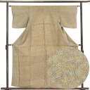 【中古】小紋 リサイクル着物 身丈160cm 裄62cm 前幅23cm 後幅30cm 袖丈45cm 袖幅32cm レディース 袷 鮫小紋 裄Sサイズ 秋冬春用 正絹(シルク)茶色 やや難 リメイク リユース