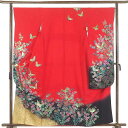 【中古】振袖 リサイクル着物 身丈160cm 裄丈67cm 前幅24cm 後幅31cm 袖丈108cm 袖幅35cm レディース 袷 蝶柄 裄長 裄Lサイズ 秋...