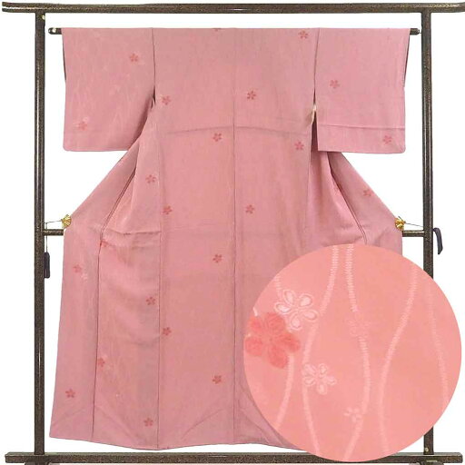 【中古】小紋 リサイクル着物 身丈156cm 裄丈63cm 前幅24cm 後幅28cm 袖丈47cm 袖幅33cm レディース 袷 花柄 裄Mサイズ 秋冬春用 正絹(シルク)ピンク 美品 リメイク リユース 【中古】小紋 リサイクル着物 身丈156cm 裄丈63cm 前幅24cm 後幅28cm 袖丈47cm 袖幅33cm レディース 袷 花柄 裄Mサイズ 秋冬春用 正絹(シルク)ピンク 美品 リメイク リユース