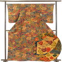 【中古】小紋 リサイクル着物 身丈164cm 裄丈64cm 前幅23cm 後幅29cm 袖丈56cm 袖幅33cm レディース 袷 四季の花柄 裄Mサイズ 秋冬...