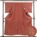 【中古】色無地 リサイクル着物 身丈155cm 裄丈63cm 前幅24cm 後幅29cm 袖丈50cm 袖幅32.5cm レディース 袷 紅葉 裄Mサイズ 秋冬...