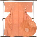 【FashionTheSale10%OFF】【中古】小紋 リサイクル着物 身丈159cm 裄丈65cm 前幅24cm 後幅30cm 袖丈48cm 袖幅33cm レディース 袷 亀甲 裄Mサイズ 秋冬春用 正絹(シルク)オレンジ やや難 リメイク リユース