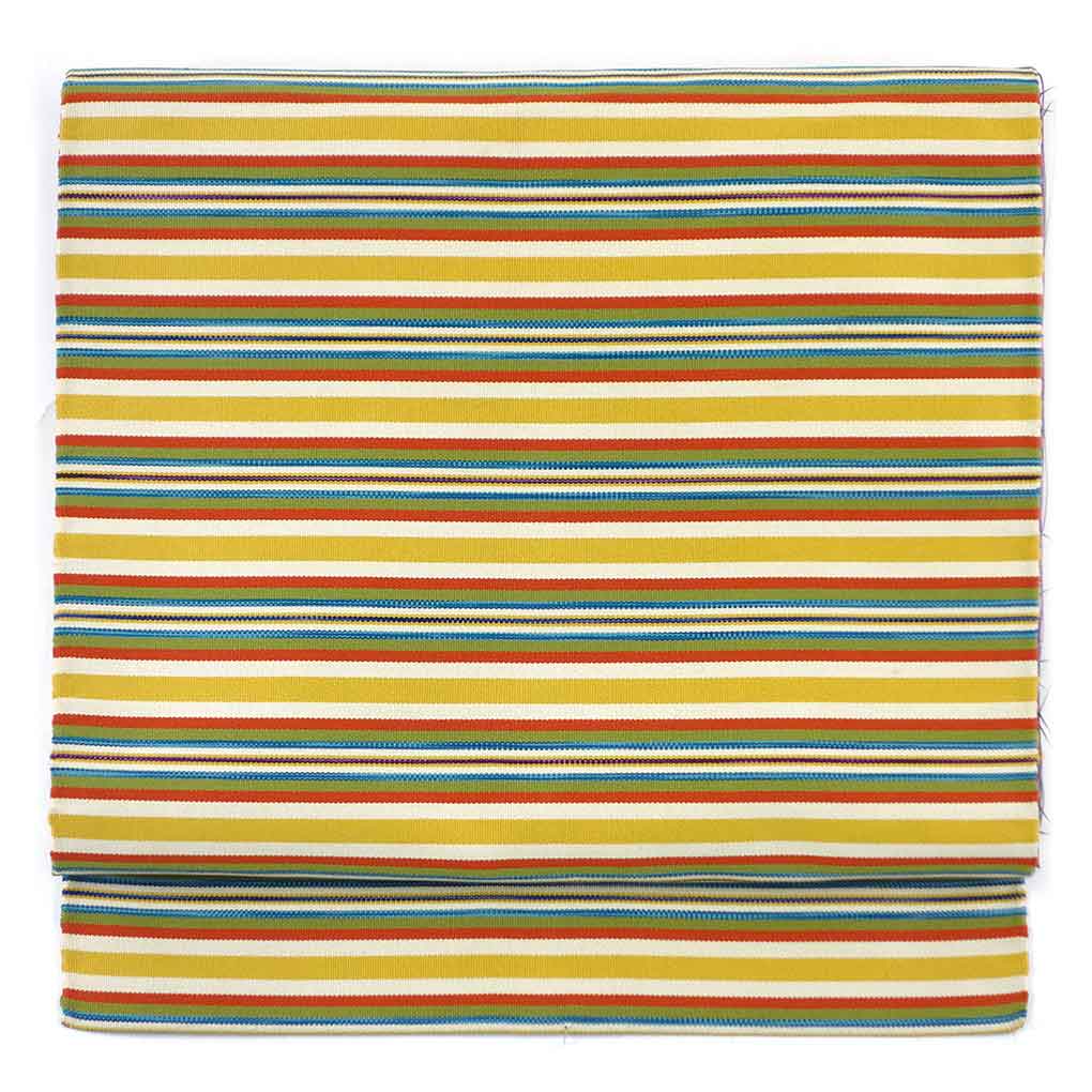 【中古】名古屋帯 リサイクル帯 幅30cm 長さ350cm レディース 横段柄 秋冬春用 正絹（シルク）イエロー 美品 リメイク リユース