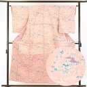 【中古】小紋 リサイクル着物 身丈156cm 裄64cm 前幅24cm 後幅30cm 袖丈56cm 正絹(シルク) レディース 袷仕立 秋冬春用 ピンク地 裄M...