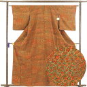 【中古】小紋 リサイクル着物 身丈162cm 裄62cm 前幅24cm 後幅28.5cm 袖丈51cm 正絹(シルク) レディース 袷仕立 秋冬春用 茶色 裄S...