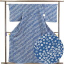 【中古】小紋 リサイクル着物 身丈161cm 裄65cm 前幅25cm 後幅30cm 袖丈48cm 正絹(シルク) レディース 袷仕立 秋冬春用 紺地 裄Mサイ...