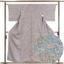 【中古】小紋 リサイクル着物 身丈158cm 裄62cm 前幅22.5cm 後幅28cm 袖丈47cm 正絹(シルク) レディース 袷仕立 秋冬春用 ブルー地 ...
