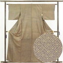 【中古】小紋 リサイクル着物 身丈160cm 裄62cm 前幅24cm 後幅29cm 袖丈45cm 正絹(シルク) レディース 袷仕立 秋冬春用 茶色 裄Sサイ...