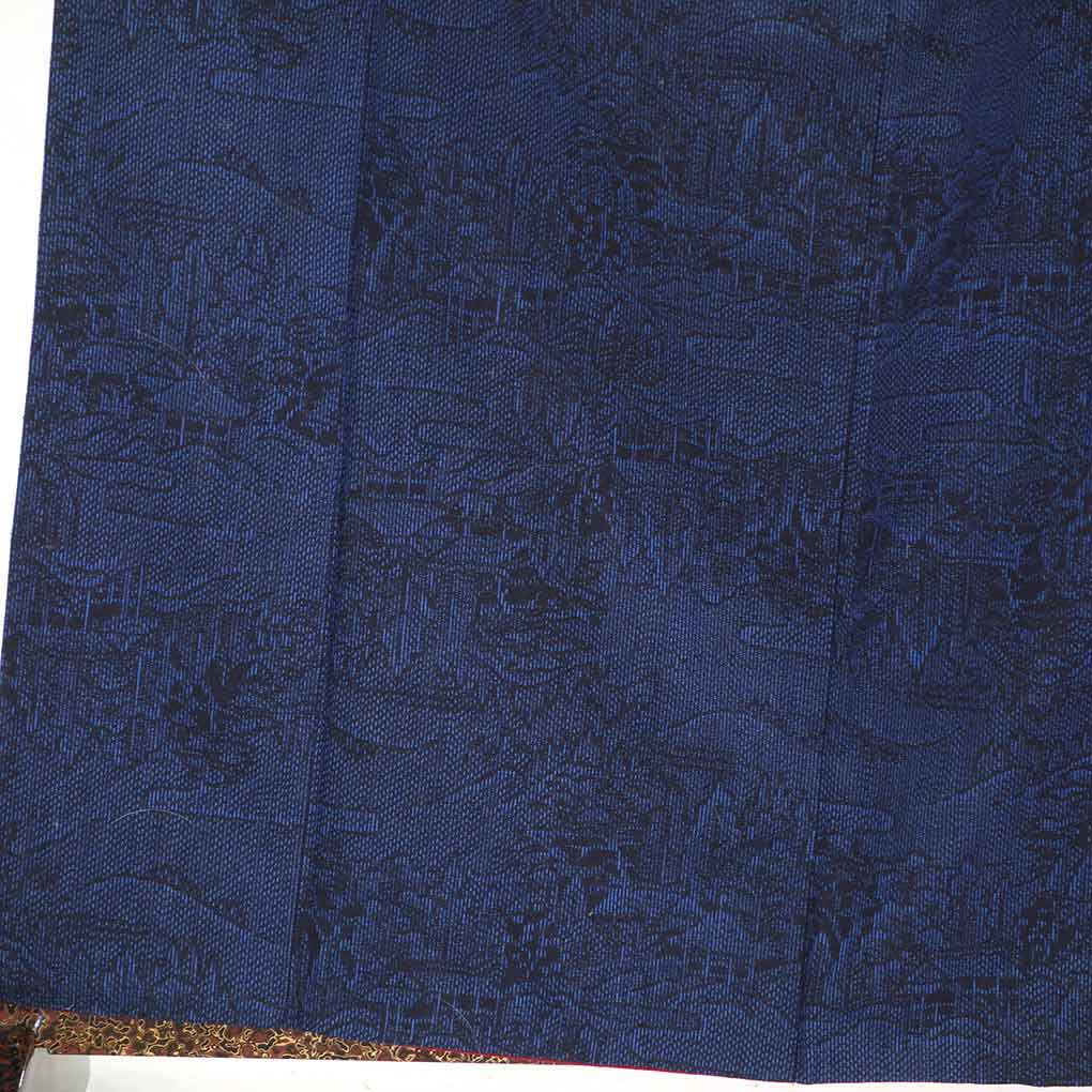 【中古】紬 リサイクル着物 身丈162cm 裄64cm 前幅25cm 後幅30.5cm 袖丈49cm 正絹（シルク） レディース 袷仕立 秋冬春用 紺地 裄Mサイズ 美品 リユース