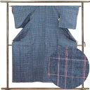 【中古】紬 リサイクル着物 身丈151cm 裄63cm 前幅23cm 後幅28cm 袖丈49cm 袖幅33cm レディース 袷 格子 裄Mサイズ 秋冬春用 正絹...