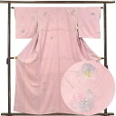 【中古】小紋 リサイクル着物 身丈160cm 裄63.5cm 前幅24cm 後幅28cm 袖丈47cm 袖幅33cm レディース 袷 花柄 裄Mサイズ 秋冬春用 正絹(シルク)ピンク地 やや難 リメイク リユース