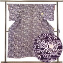 【中古】小紋 リサイクル着物 身丈150cm 裄64cm 前幅24cm 後幅29cm 袖丈49cm 袖幅33cm レディース 袷 流水 裄Mサイズ 秋冬春用 正...