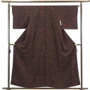 【中古】小紋 リサイクル着物 身丈160cm 裄63cm 前幅24.5cm 後幅30cm 袖丈46cm 正絹(シルク) レディース 袷仕立 秋冬春用 茶色 裄M...