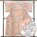 【中古】小紋 リサイクル着物 身丈158cm 裄63cm 前幅23cm 後幅29cm 袖丈48cm 正絹(シルク) レディース 袷仕立 秋冬春用 ピンク地 裄M...