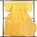 【中古】紬 リサイクル着物 身丈160cm 裄64cm 前幅23cm 後幅30cm 袖丈49cm 正絹(シルク) レディース 袷仕立 秋冬春用 黄色地 裄Mサイ...