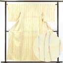【中古】小紋 リサイクル着物 身丈159cm 裄64cm 前幅23cm 後幅29cm 袖丈50cm 正絹(シルク) レディース 袷仕立 縞 秋冬春用 黄色地 裄...