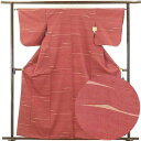 【中古】紬 リサイクル着物 身丈162cm 裄64cm 前幅24.5cm 後幅28.5cm 袖丈49cm 正絹(シルク) レディース 袷仕立 秋冬春用 ピンク地...