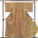 【中古】小紋 リサイクル着物 身丈159cm 裄62.5cm 前幅23cm 後幅28cm 袖丈45cm 正絹(シルク) レディース 袷仕立 秋冬春用 茶色 裄S...