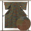 【中古】紬 リサイクル着物 身丈149cm 裄62cm 前幅22cm 後幅27.5cm 袖丈47cm 正絹(シルク) レディース 袷仕立 秋冬春用 茶色 裄Sサ...