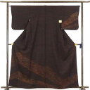 【中古】訪問着 リサイクル着物 身丈162cm 裄64cm 前幅23cm 後幅29cm 袖丈48cm 正絹(シルク) レディース 袷仕立 縞 秋冬春用 茶色 裄...