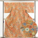 【中古】小紋 リサイクル着物 身丈161cm 裄66cm 前幅26cm 後幅29cm 袖丈49cm 正絹(シルク) レディース 袷仕立 秋冬春用 茶色 裄Mサイ...