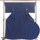 【中古】小紋 リサイクル着物 身丈16 9cm 裄67cm 前幅24cm 後幅29cm 袖丈49cm 正絹(シルク) レディース 袷仕立 秋冬春用 紺地 裄Lサ...