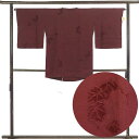 【中古】コート リサイクル着物 コート丈84cm 裄丈65cm 袖丈48.5cm 袖幅34cm レディース 袷 輪奈織 裄Mサイズ 秋冬春用 正絹(シルク)レッ...