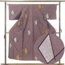 【中古】御召し リサイクル着物 身丈151cm 裄丈62cm 前幅25cm 後幅28.5cm 袖丈45cm 袖幅32cm レディース 袷 連続模様 裄Sサイズ ...