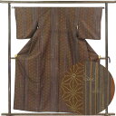 【中古】小紋 リサイクル着物 身丈158cm 裄63cm 前幅23cm 後幅28cm 袖丈49cm 袖幅32cm レディース 袷 麻の葉 裄Mサイズ 秋冬春用 ...