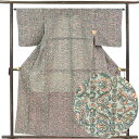 【中古】小紋 リサイクル着物 身丈160cm 裄64cm 前幅24cm 後幅30cm 袖丈49cm 袖幅32cm レディース 胴抜裾八掛 花柄 裄Mサイズ 秋冬...