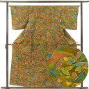 【中古】小紋 リサイクル着物 身丈159cm 裄64cm 前幅23.5cm 後幅29cm 袖丈48cm 袖幅33cm レディース 袷 花柄 裄Mサイズ 秋冬春用...