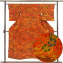 【中古】小紋 リサイクル着物 身丈153cm 裄62cm 前幅23.5cm 後幅28.5cm 袖丈48cm 袖幅32cm レディース 袷 四季の花柄 裄Sサイズ...