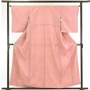 【中古】小紋 リサイクル着物 身丈160cm 裄65cm 前幅24cm 後幅30cm 袖丈53cm 正絹(シルク) レディース 袷仕立 無地 秋冬春用 ピンク地...