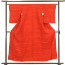 【中古】色無地 リサイクル着物 身丈156cm 裄62cm 前幅24cm 後幅28cm 袖丈52cm 正絹(シルク) レディース 袷仕立 無地 秋冬春用 オレン...