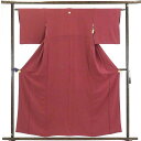 【中古】色無地 リサイクル着物 身丈160cm 裄62cm 前幅23cm 後幅28cm 袖丈45cm 正絹(シルク) レディース 袷仕立 無地 秋冬春用 赤地 ...