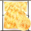 【中古】小紋 リサイクル着物 身丈151cm 裄64cm 前幅22cm 後幅30cm 袖丈55cm 正絹(シルク) レディース 袷仕立 秋冬春用 オレンジ地 裄...