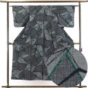 【中古】紬 リサイクル着物 身丈150cm 裄61cm 前幅22cm 後幅28cm 袖丈45cm 正絹(シルク) レディース 袷仕立 秋冬春用 グレー地 裄Sサ...