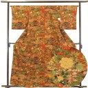 【中古】紬 リサイクル着物 身丈162cm 裄64cm 前幅24cm 後幅30cm 袖丈49cm 正絹(シルク) レディース 袷仕立 秋冬春用 茶色 裄Mサイズ...