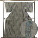 【中古】紬 リサイクル着物 身丈163cm 裄64cm 前幅23cm 後幅30cm 袖丈49cm 正絹(シルク) レディース 袷仕立 秋冬春用 茶色 裄Mサイズ...