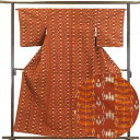 【中古】紬 リサイクル着物 身丈160cm 裄64cm 前幅24.5cm 後幅30cm 袖丈49cm 正絹(シルク) レディース 袷仕立 秋冬春用 茶色 裄Mサ...