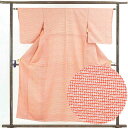 【中古】小紋 リサイクル着物 身丈155cm 裄62cm 前幅24cm 後幅29cm 袖丈49cm 正絹(シルク) レディース 袷仕立 秋冬春用 ピンク地 裄S...