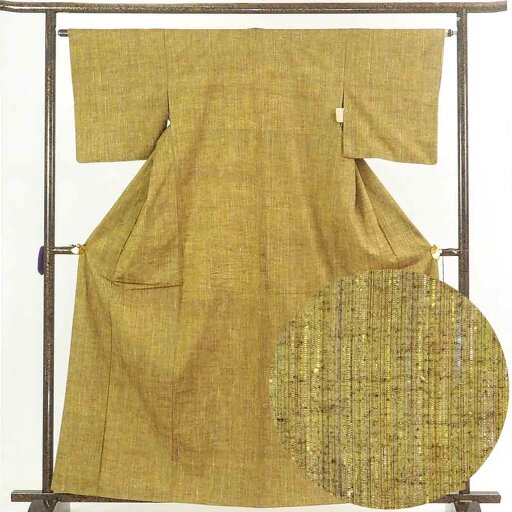 【中古】紬 リサイクル着物 身丈162cm 裄64cm 前幅24.5cm 後幅30cm 袖丈47cm 正絹(シルク) レディース 袷仕立 縞 秋冬春用 緑地 裄Mサイズ 美品 リユース 【中古】紬 リサイクル着物 身丈162cm 裄64cm 前幅24.5cm 後幅30cm 袖丈47cm 正絹(シルク) レディース 袷仕立 縞 秋冬春用 緑地 裄Mサイズ 美品 リユース