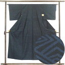 【中古】紬 リサイクル着物 身丈151cm 裄62cm 前幅24.5cm 後幅28cm 袖丈45cm 正絹(シルク) レディース 袷仕立 秋冬春用 黒地 裄Sサ...