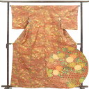 【中古】小紋 リサイクル着物 身丈163cm 裄丈64cm 前幅23cm 後幅28.5cm 袖丈49cm 袖幅32cm レディース 袷 花柄 裄Mサイズ 秋冬春...
