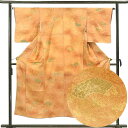【中古】小紋 リサイクル着物 身丈148cm 裄丈63cm 前幅24cm 後幅28cm 袖丈47cm 袖幅32.5cm レディース 袷 扇面 裄Mサイズ 秋冬春...