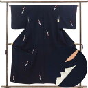 【中古】御召し リサイクル着物 身丈155cm 裄丈63cm 前幅24cm 後幅30.5cm 袖丈47cm 袖幅32cm レディース 袷 抽象柄 裄Mサイズ 秋...