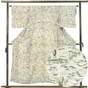 【中古】小紋 リサイクル着物 身丈154cm 裄63cm 前幅25cm 後幅28.5cm 袖丈45cm 袖幅32.5cm レディース 袷 風景画 裄Mサイズ 秋...