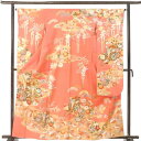 【中古】振袖 リサイクル着物 身丈163cm 裄64cm 前幅24cm 後幅29.5cm 袖丈107cm 袖幅32cm レディース 袷 御所車 裄Mサイズ 秋冬...