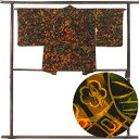 【中古】羽織 リサイクル着物 羽織丈77cm 裄64cm 袖丈47cm 袖幅33cm レディース 袷 抽象柄 裄Mサイズ 秋冬春用 正絹(シルク)ブラック 美品...